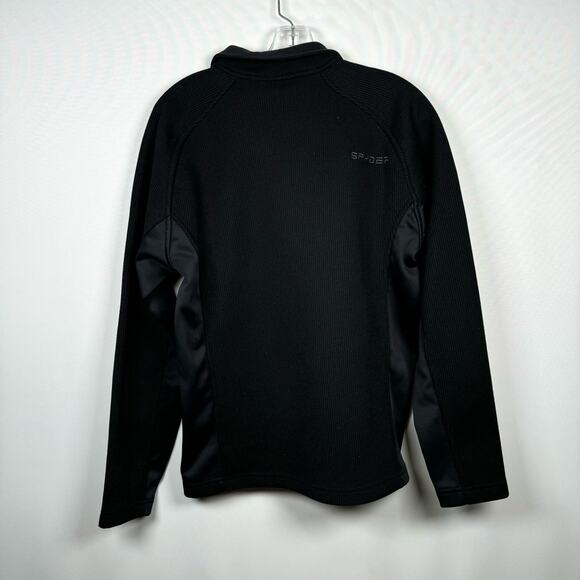 Spyder Black Waffle Verger Fleece Lined 1/4 Zip Pullover Men's Size M - Picture 3 of 5